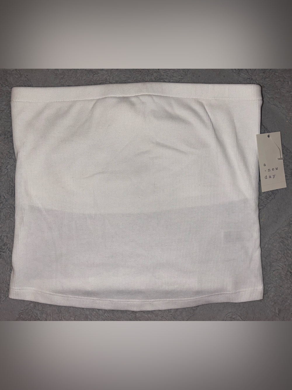 a new day White Ribbed Tube Top NWT